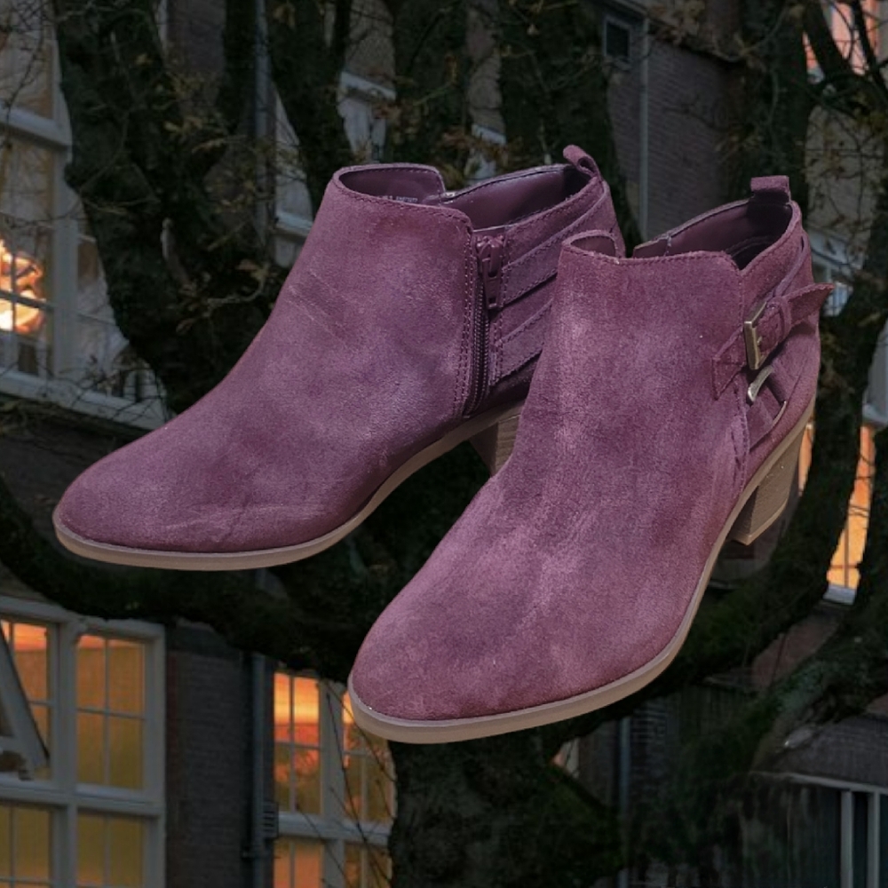 Cranberry Red Suede Ankle Boots